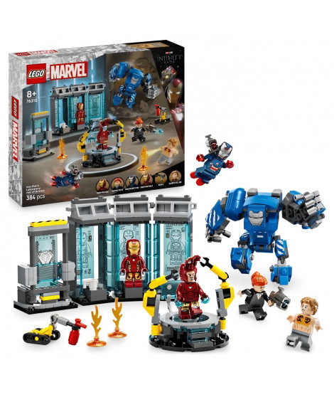 LEGO Marvel 76315 Le Laboratoire d'Iron Man : la Salle des Armures - Jouet garçon, 8 ans
