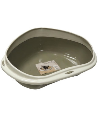 AIME Bac a litiere d'angle + Rebord - 58 x 48 x 20,5 cm - Pour chat