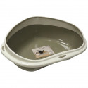 AIME Bac a litiere d'angle + Rebord - 58 x 48 x 20,5 cm - Pour chat