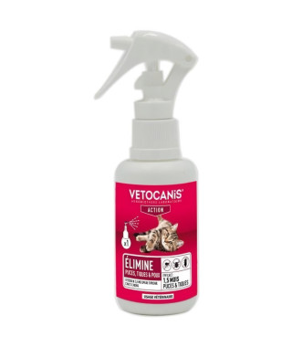 VETOCANIS Spray antiparasitaire, anti-puces et anti-tiques - 100 ml - Pour chiens et chats