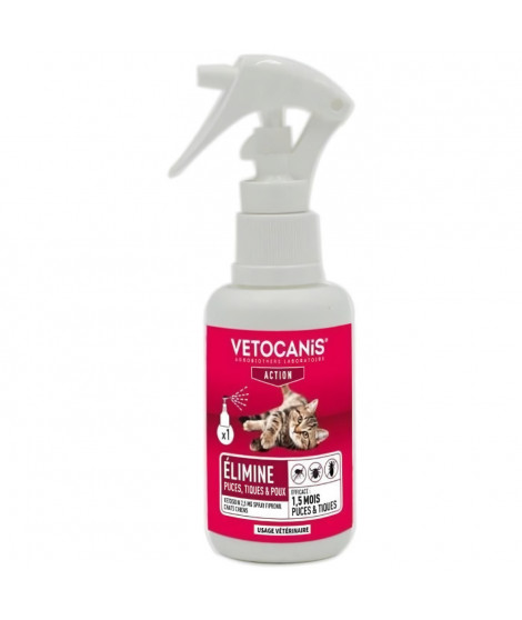 VETOCANIS Spray antiparasitaire, anti-puces et anti-tiques - 100 ml - Pour chiens et chats