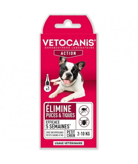 VETOCANIS Pipette Spot-on Fipronil, Anti-Puces et Anti-Tiques - Pour petit chien