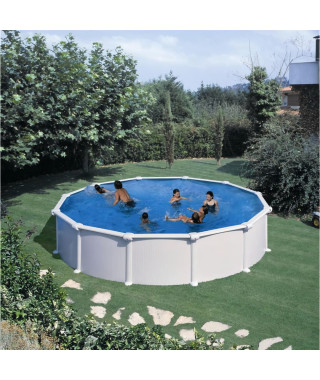 GRE - Kit Piscine hors sol acier ronde blanche Ø370 x 132 cm (Livrée avec filtre a sable et échelle)