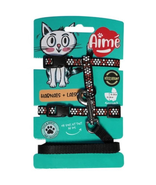 Kit harnais et laisse - AIMÉ - Reflechissant Rouge pour Chat