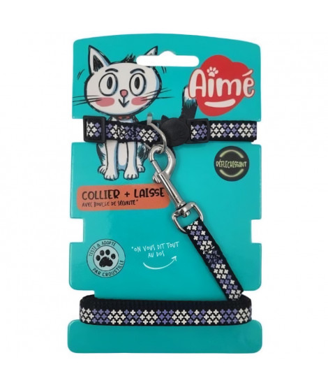 Kit collier & Laisse - AIMÉ - Reflechissant Violet pour Chat