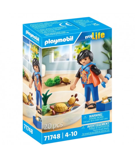 PLAYMOBIL 71748 Garçon avec famille de tortues dans un terrarium, My Life, 20 pieces, Des 4 ans