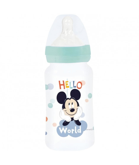 Biberon - Disney Baby - Mickey - 240 ml - Sans BPA - Tétine en silicone 3 positions