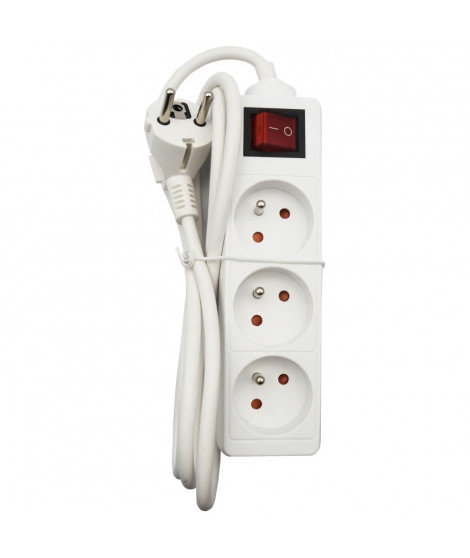 Bloc ménager - GAO - 3 prises 2P+T - Avec interrupteur, conforme NF