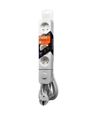 Multiprise - QUARX - 4 prises - Avec 3 ports USB, câble 1,5m