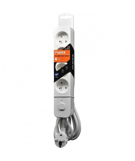 Multiprise - QUARX - 4 prises - Avec 3 ports USB, câble 1,5m