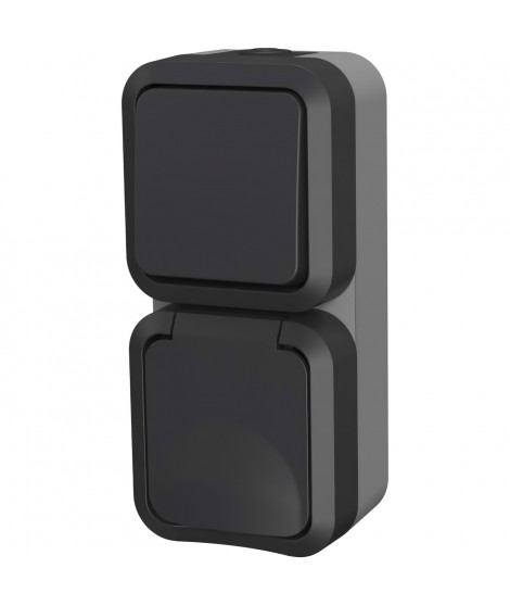 Double va et vient + Prise verticale - QUARX - Aqua Pro - Extérieure, verticale, IP55, 250V, 16A