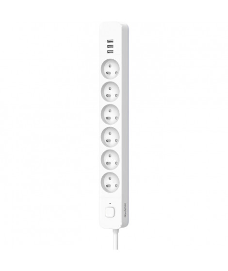 Multiprise - QUARX - 6 prises - Avec 3 ports USB, câble 1,5m