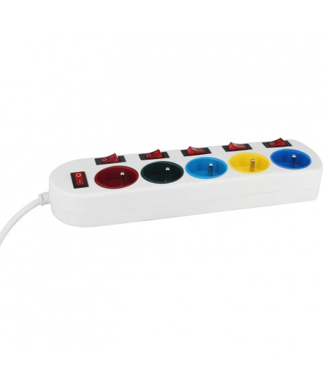 Bloc multiprise - GAO - 5 prises - Avec interrupteurs, 16A, 230V