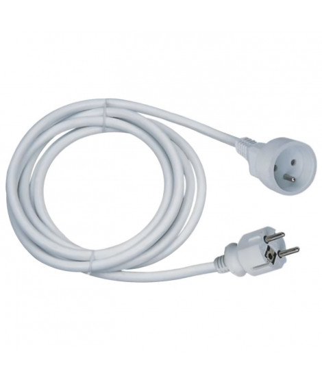 Rallonge électrique - GAO - 16A - Câble 3m, blanc, robuste et flexible