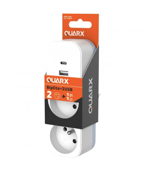 Biplite - QUARX - 2P 16A - Avec USB-A et USB-C, conforme NF