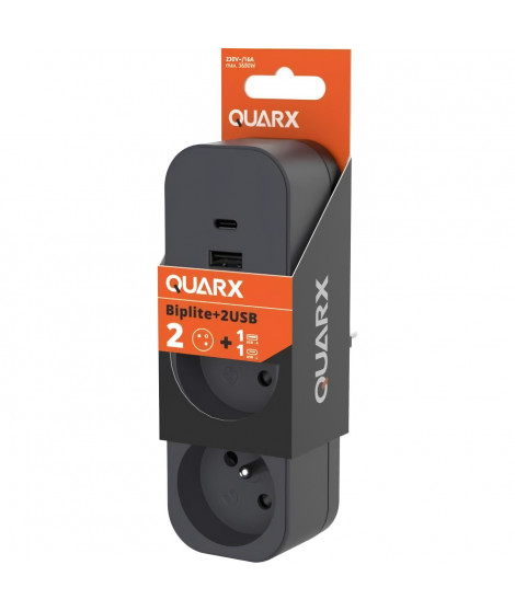 Biplite - QUARX - 2P 16A - Avec USB-A et USB-C, conforme NF