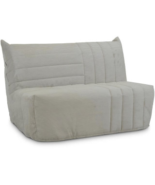 Banquette BZ 2 places BECCI - Velours côtelé Beige - Matelas Bultex - Fabrication française