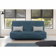 COMFORT BULTEX Banquette clic-clac - 3 places - Tissu bleu + Coussins déco gri