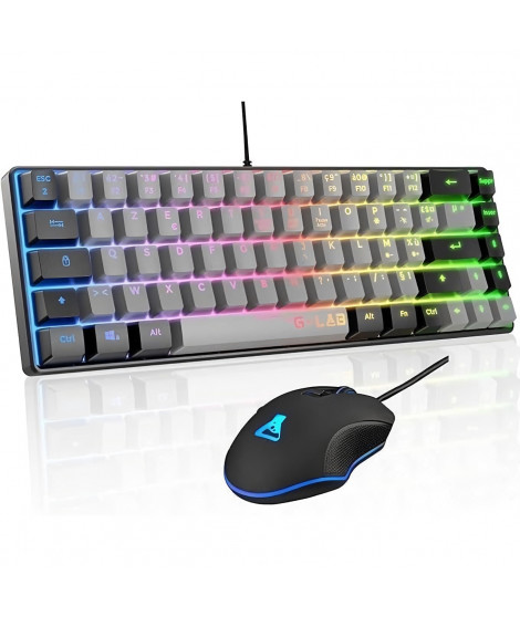 Pack Gamer 2 en 1 - THE G-LAB - COMBO HYDRO - Souris filaire - Clavier filaire - Gris/Noir - RGB