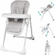 Chaise haute multipositions - BAMBISOL - Inclinable - Jusqu'a 3 ans - Beige / Blanc