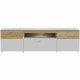 Meuble TV - COMO - 2 portes - Gris / Chene - 209,8 x 52 x 59,3 cm