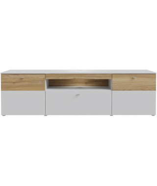 Meuble TV - COMO - 2 portes - Gris / Chene - 209,8 x 52 x 59,3 cm