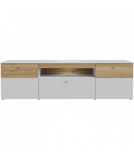 Meuble TV - COMO - 2 portes - Gris / Chene - 209,8 x 52 x 59,3 cm