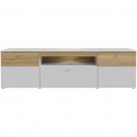 Meuble TV - COMO - 2 portes - Gris / Chene - 209,8 x 52 x 59,3 cm