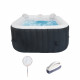 KIT TOUT INCLUS SPA et accessoires : spa gonflable carré 4 places avec 2 appuis tetes, filtre, épuisette, brosse, tapis, couv…