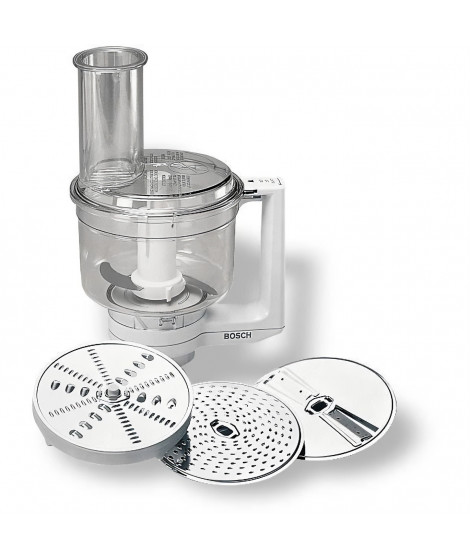 Multimixeur - BOSCH - Pour Kitchen machine MUM5 - Couteau universel, râpe et disque double tranchant - Blanc transparent