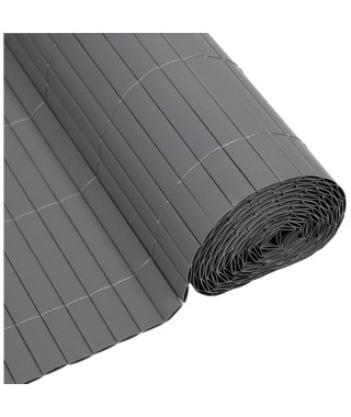 Canisse PVC double face - NATURE - 1 x 3 m - 1600 g/m² - Occultant 4/5 - Anti-UV - Gris clair