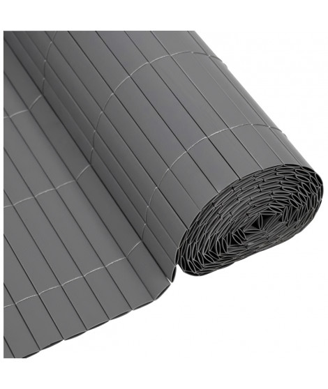 Canisse PVC double face - NATURE - 1 x 3 m - 1600 g/m² - Occultant 4/5 - Anti-UV - Gris clair