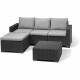 Salon de jardin en résine imitation rotin tressé - Gris graphite - Avec pouf et table basse - KETER - 4 personnes - CALIFORNIA