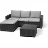 Salon de jardin en résine imitation rotin tressé - Gris graphite - Avec pouf et table basse - KETER - 4 personnes - CALIFORNIA