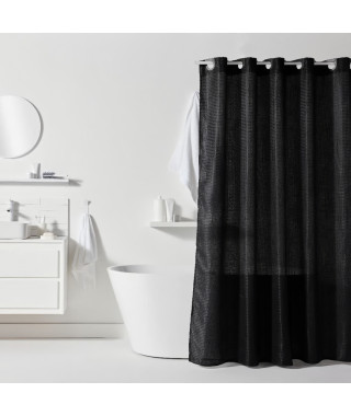 Rideau de douche gauffré - Black - Polyester - 180 x 200 cm - 12 crochets - UTILITY - TODAY