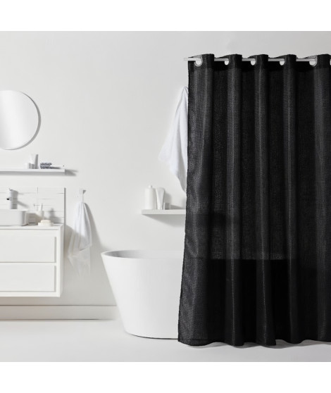 Rideau de douche gauffré - Black - Polyester - 180 x 200 cm - 12 crochets - UTILITY - TODAY