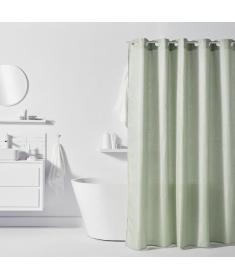 Rideau de douche gauffré - Green - Polyester - 180 x 200 cm - 12 crochets - UTILITY - TODAY