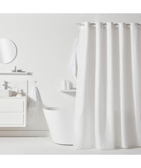 Rideau de douche gauffré - White - Polyester - 180 x 200 cm - 12 crochets - UTILITY - TODAY