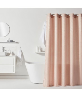 Rideau de douche gauffré - Pink - Polyester - 180 x 200 cm - 12 crochets - UTILITY - TODAY