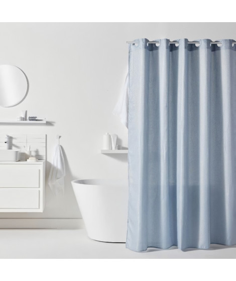 Rideau de douche gauffré - Blue - Polyester - 180 x 200 cm - 12 crochets - UTILITY - TODAY