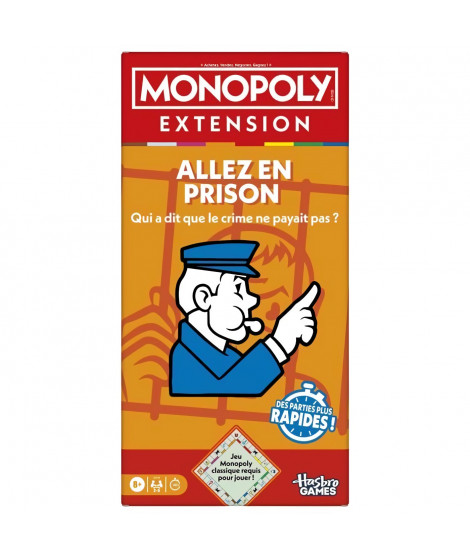 Monopoly Extension Allez en prison, rend le jeu Monopoly classique plus amusant et plus rapide, jeux de plateau, 2 a 6 joueur…