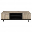 WAYNE Meuble TV - Contemporain - Décor chene brossé et noir mat - L 151,4 cm