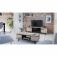 WAYNE Meuble TV - Contemporain - Décor chene brossé et noir mat - L 151,4 cm