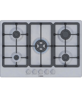 Table de cuisson a gaz - BOSCH Série 4 - 5 foyers - 52 x 75 x 4,5 cm - PGQ7B5K90 - Inox