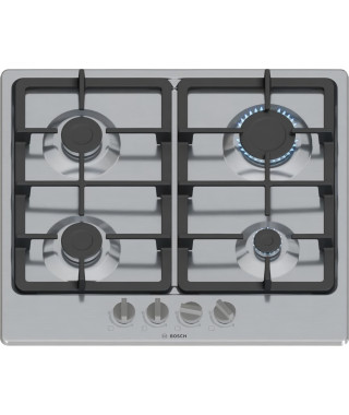 Table de cuisson a gaz - BOSCH Série 4 - 4 foyers - 52 x 58,2 x 4,5 cm - PGP6B5K90 - Inox