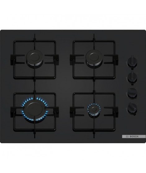 Table de cuisson a gaz - BOSCH Série 2 - 4 foyers - 52 x 59 x 5,4 cm - POP6B6K30 - Noir