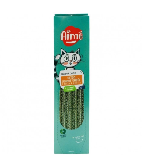 Griffoire en carton - AIMÉ - Pour Chat, Planche a Gratter Double face Super Résistant et Longue Durée, Senteur Herbe a Chat