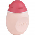 BEABA Gourde bébé/enfant en silicone, BabySqueez' 2 en 1, 2 embouts (1er et 2eme age), 180 ml, Rose