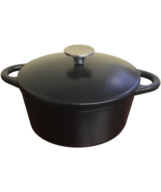 Cocotte en fonte - BAUMALU - 336407 - Ronde 26 cm - Noir mat