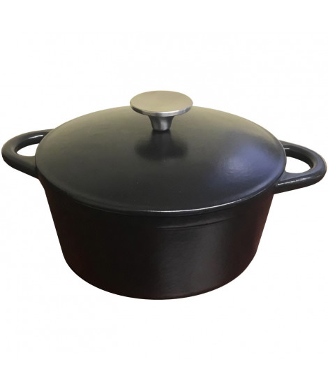 Cocotte en fonte - BAUMALU - 336407 - Ronde 26 cm - Noir mat